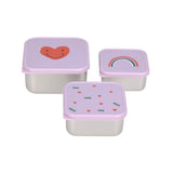 Lassig Stainless Steel Snack Box 3pcs - Happy Rascals Heart Lavender