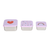 Lassig Stainless Steel Snack Box 3pcs - Happy Rascals Heart Lavender