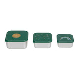 Lassig Stainless Steel Snack Box 3pcs - Happy Rascals Smile Green
