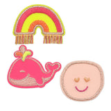 Lassig Textile Woven Sticker Stick-on - Whale Pink