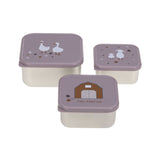 Lassig Stainless Steel Snack Box 3pcs - Tiny Farmer Lilac