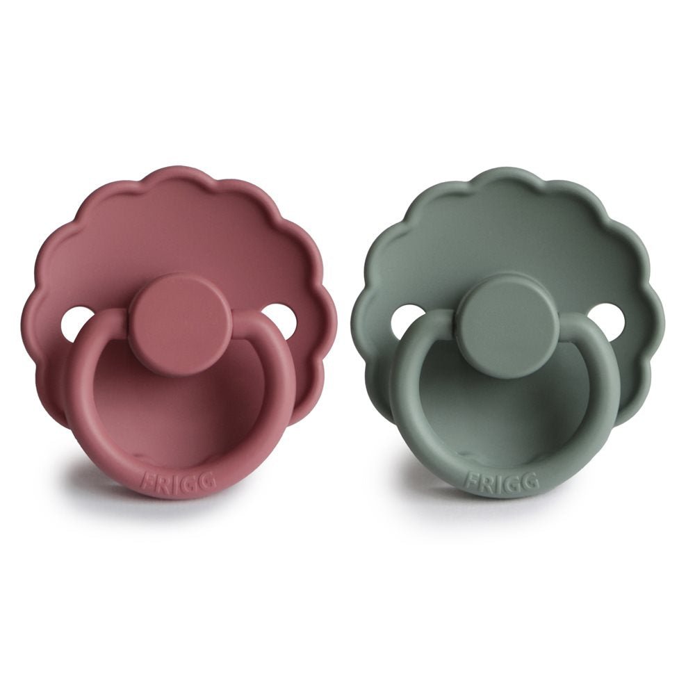 Frigg Daisy Silicone Baby Pacifier 6M - 18M, 2Pack, Cedar/Lily Pad - Size 2 - Laadlee