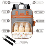 Little Story 2-In-1 Diaper Bag with Sanitizer Bottle Keychain & Stroller Hooks - Grey