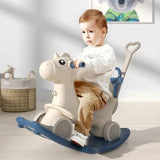 Little Angel Baby Rocking Horse Ride On Toy For Kids With Handle And Backrest - Blue