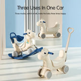 Little Angel Baby Rocking Horse Ride On Toy For Kids With Handle And Backrest - Blue