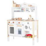 Little Angel Kids Wooden Kitchen Interactive Pretend Play Set - White