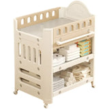 Little Angel Baby Diaper Changing Table With Wheels Nursery Storage Organizer Drawers - Coffee