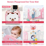 Little Angel Baby Playpen Toddler Play Yard With Hoop - Pink