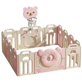 Little Angel Baby Playpen Toddler Play Yard With Hoop 14Pcs - Pink