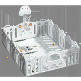 Little Angel Baby Playpen With Basketball Hoop And Fence - Grey