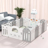 Little Angel Baby Playpen With Basketball Hoop And Fence - Grey