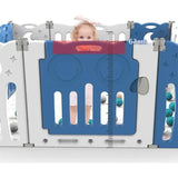 Little Angel Foldable Baby Playpen With Fence For Indoor - Blue