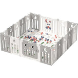 Little Angel Foldable Baby Playpen With Fence For Indoor - Grey