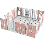 Little Angel Foldable Baby Playpen With Fence For Indoor - Pink