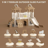 Little Angel Kids Playset And Activity Centre With Slide, Hoop And Climber - Coffee