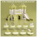 Little Angel Kids Playset And Activity Centre With Slide, Hoop And Climber - Green