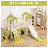 Little Angel Kids Playset And Activity Centre With Slide, Hoop And Climber - Green