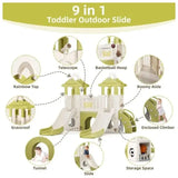 Little Angel Kids Playset And Activity Centre With Slide, Hoop And Climber - Green