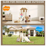 Little Angel Kids Slide, Climber & Basketball Hoop - Coffee