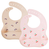 Little Angel Baby Silicone Bib – Cherry & Rainbow (Set of 2)