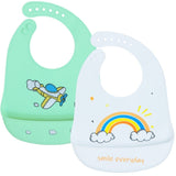Little Angel Baby Silicone Bib – Rainbow & Airplane (Set of 2)