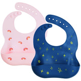 Little Angel Baby Silicone Bib – Rainbow & Stars (Set of 2)