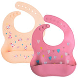 Little Angel Baby Silicone Bib – Hearts & Rocket (Set of 2)