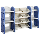 Little Angel Toy Storage Organizer With Multiple Shelves And Bins - Blue