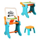 Little Story Double Sided 2-In-1 Blocks Table And Magnetic Learning Board With Chair