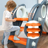 Little Story 3-In-1 Baby Slide With Basketball And Ring Game - Blue