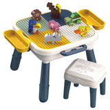 Little Story 4-In-1 Block Activity Table With Stool And Blocks - Blue