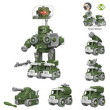 Little Story Kids Toy 5-in-1 Military Robot Transformation Vehicle With Remote Control - Green