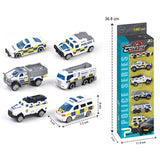 Little Story Alloy Sliding Police Toy Car (6Pcs) - White