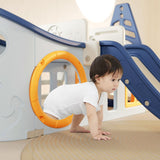 Little Story Boat House Activity Slide With Basketball Ring, Ball, Toy Storage, And Telescope Role Play Game - Blue