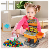 Little Story 2-In-1 Mode Construction Site With Jcb Truck And Block Toy Set School Bag (239 Pcs) - Orange