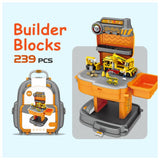 Little Story 2-In-1 Mode Construction Site With Jcb Truck And Block Toy Set School Bag (239 Pcs) - Orange