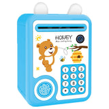 Little Story Cute Piggy Bank With Fingerprint Lock And Music - Bear Blue