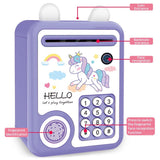 Little Story Cute Piggy Bank With Fingerprint Lock And Music - Unicorn Purple