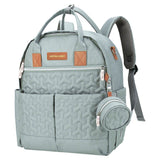 Little Story Quilted Diaper Backpack with Pacifier Bag And Stroller Hooks - Wedgewood Green