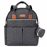 Little Story Quilted Diaper Backpack with Pacifier Bag And Stroller Hooks - Grey