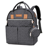 Little Story Quilted Diaper Backpack with Pacifier Bag And Stroller Hooks - Grey