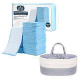 Little Story Diaper Caddy With 50Pcs Blue Changing Mats - Grey