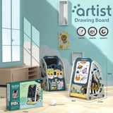 Little Story Double Sided Magnetic Drawing Board With Book Shelf - Blue