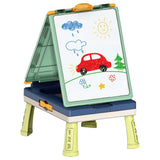 Little Story Double Sided Handbag Drawing Board (31 Pcs) With Board Game - Green
