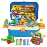 Little Story Contruction Site Box With Dough Backpack (42 Pcs) - Blue