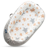 Little Story Soft Breathable Fiberfill Newborn Lounger Bed With Baby Nursing And Feeding Pillow - Galaxy