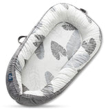 Little Story Soft Breathable Fiberfill Newborn Lounger Bed With Baby Nursing And Feeding Pillow - Leaves