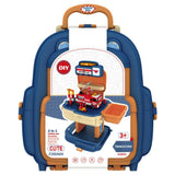 Little Story 2-In-1 Mode Fire Station With Fire Truck And Block Toy Set School Bag (223 Pcs) - Orange