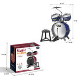 Little Story Kids Drum Set Musical Instrument With Stool - Blue