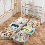 Little Story Kids Toys Storage With 6 Bins - Grey White